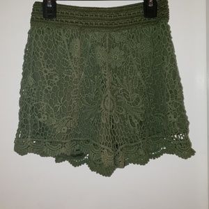 Dark green lace shorts